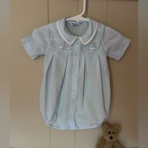 Feltman Brothers Baby Boys Train Embroidered Creeper vintage 9 months